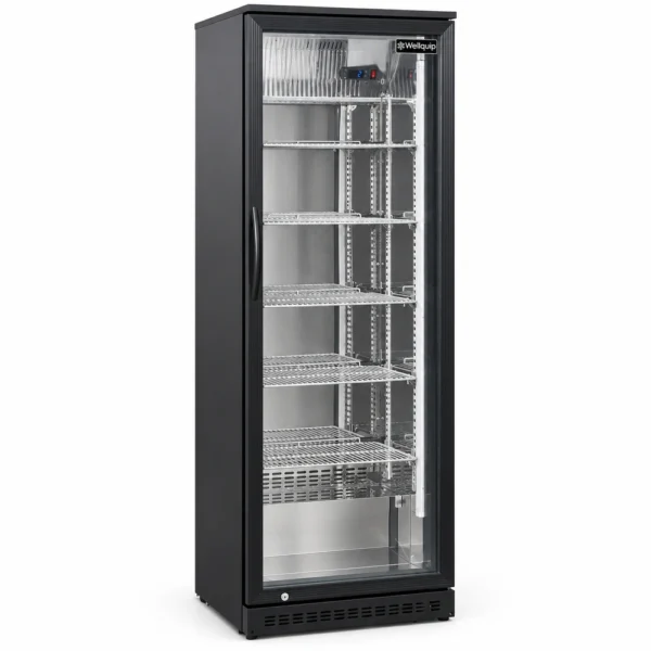 SA31_Front-left with doors closed Commercial beverage fridge with Low-E glass door