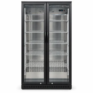 Two door upright bar fridge with LED lighting