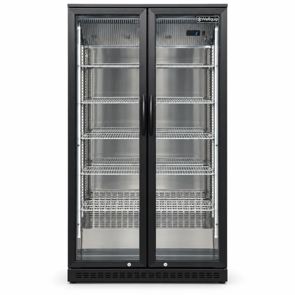 Two door upright bar fridge with LED lighting