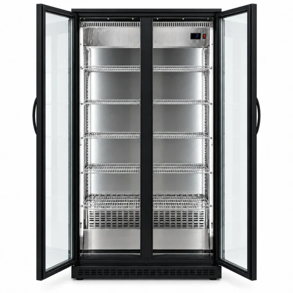 Black glass door bar fridge for hospitality venues
