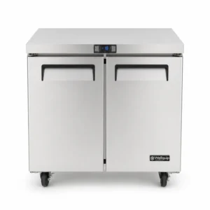 240L commercial kitchen bench freezer front view