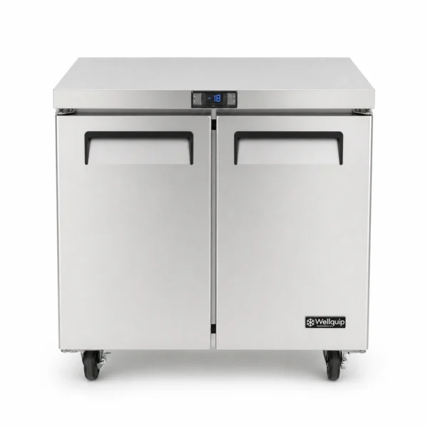 240L commercial kitchen bench freezer front view