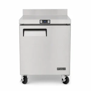 180L commercial kitchen bench freezer with splashback front view