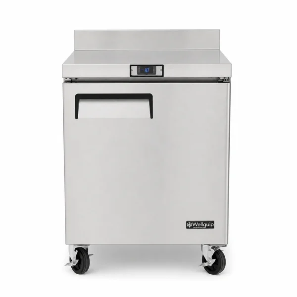 180L commercial kitchen bench freezer with splashback front view