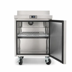 Counter freezer with splashback, self-closing door, auto door sensor and auto defrost