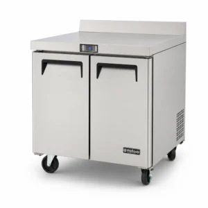 Wellquip USCB24 240L bench freezer with splashback