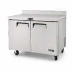 Two door stainless steel counter freezer with splashback