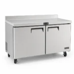 Two door stainless steel counter freezer with splashback