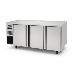 3 door solid stainless steel door undercounter fridge with front ventilated fan forced cooling and auto defrost