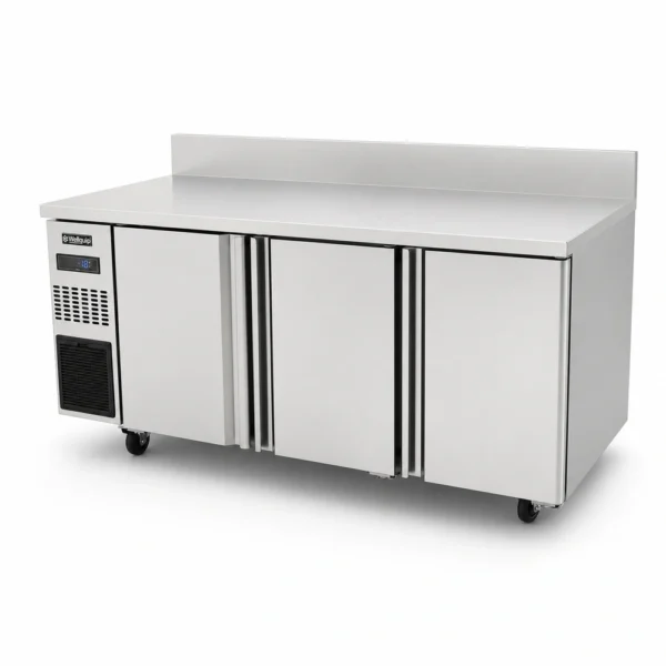 Wellquip WCB1880 550L bench freezer with splashback