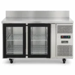 Stainless steel bench fridge with integrated splashback
